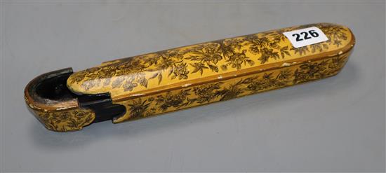 A painted wood scribes box, length 25cm